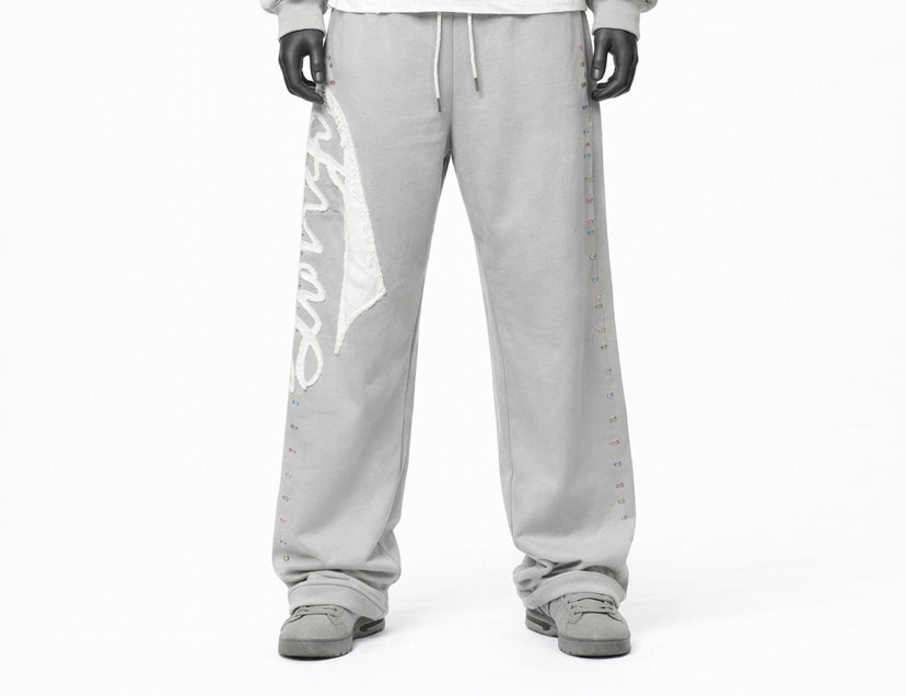 Sovryn grey rhinestone sweatpants