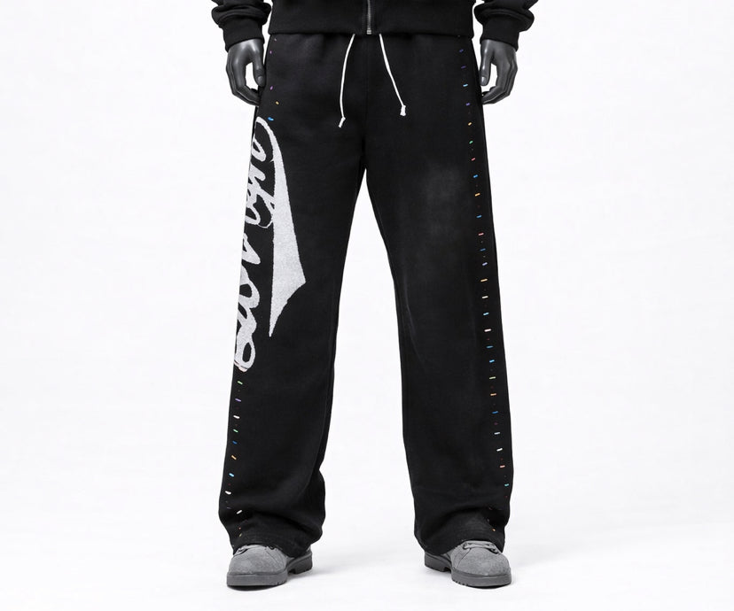 Sovryn black rhinestone sweatpants
